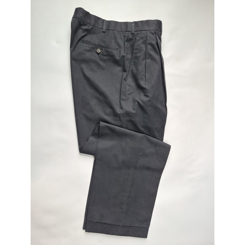Scott Barber Men's 34x31 Pleated Front 100% Cotton Chinos Black Italy